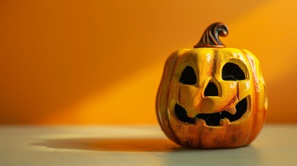 Glowing Halloween Pumpkin isolated on white background