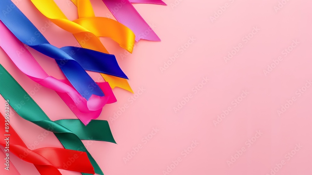 Aufkleber a row of ribbons in various colors are arranged in a row. the ribbons are of different colors and si