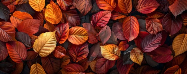 Autumn Leaves Pattern Background, 4K hyperrealistic photo