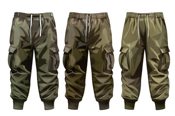 Khaki military pants on a transparent background.
