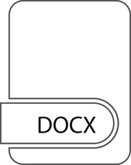 DOCX   File format icon black outline and light color text