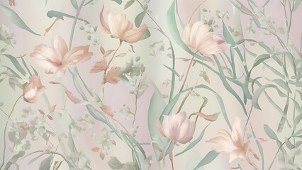 Abstract floral wallpaper in pastel colors exuding serenity and tranquility, floral, abstract, pastel, serene, tranquil