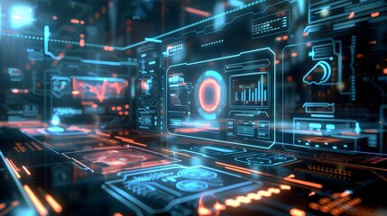 Futuristic Smart Home Interface with Holographic Controls and Minimalist Design