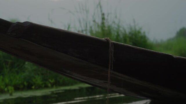 Traditional wooden Shikara floats on Dal lake