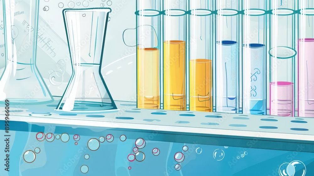 Poster diagram of a test tube with a filter paper setup, showing the process of filtering a mixture to sepa