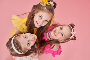 three cheerful girls