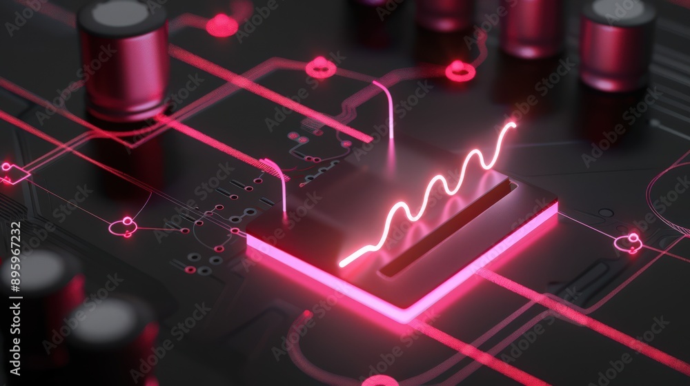 Poster diagram of an astable multivibrator circuit, showing how it generates a continuous square wave signa