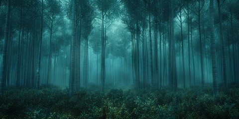 Naklejka premium A forest of slender wooden rods sways gently in a phantom breeze