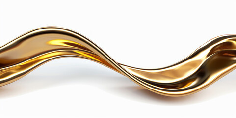 A golden curved wave flowing against a white background presents a sleek and fluid design.