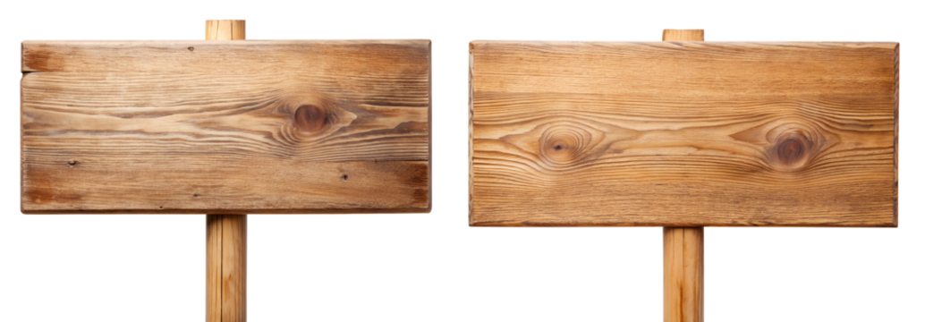 Old Wooden sign isolated on white background with clipping path included.. The concept of advertising and promotion.