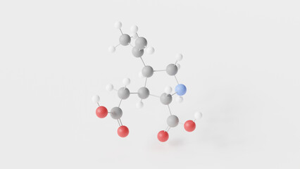 kainic acid molecule 3d, molecular structure, ball and stick model, structural chemical formula kainate
