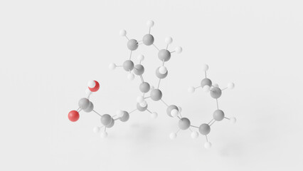 docosahexaenoic acid molecule 3d, molecular structure, ball and stick model, structural chemical formula omega-3 fatty acid