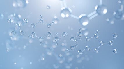 pretomanid molecular structure 3d, antibiotic, structural chemical formula view from a microscope