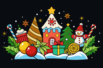 beautiful christmas composition vector  illustration