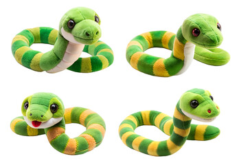 Fototapeta premium Set of toy snakes on transparent background. Entertainment and recreation concept for children.