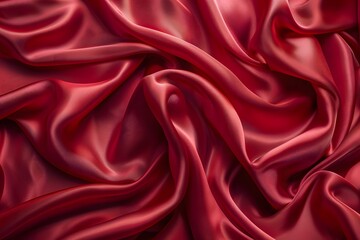 Luxurious Red Satin Fabric with Elegant Drapes and Soft Texture