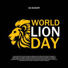 World lion day. Vector illustration. Suitable for banner, poster, campaign and greeting card.