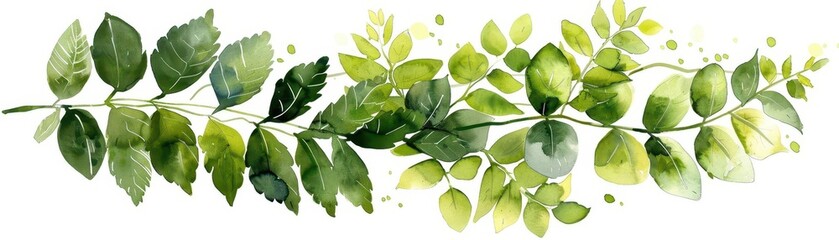 Watercolor fern with rich emerald and forest greens, isolated on white background, high contrast, dramatic and elegant