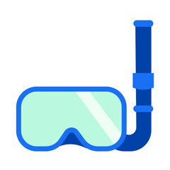 Mask with underwater snorkel. Vector flat icon