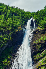 Fototapeta premium Avdalsfossen Waterfall of the Utladalen Valley, in Western Norway.