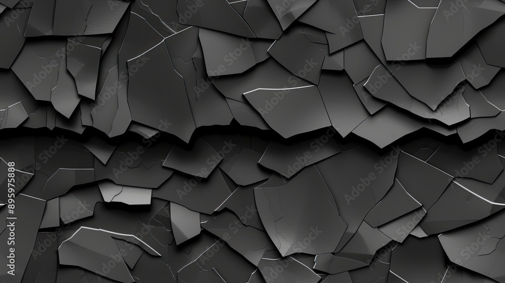Poster cracked black paint on a surface creates a textured pattern of abstract shapes seamless pattern