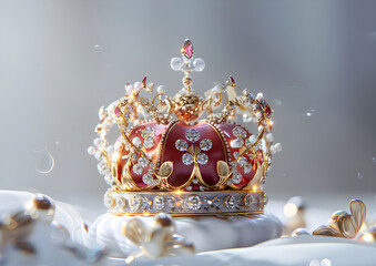 Golden Crown on a White Surface.