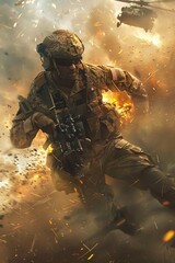 Fototapeta premium Battlefield Immersion: Dynamic Military Artwork