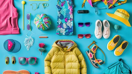 top down views of clothing and accesories