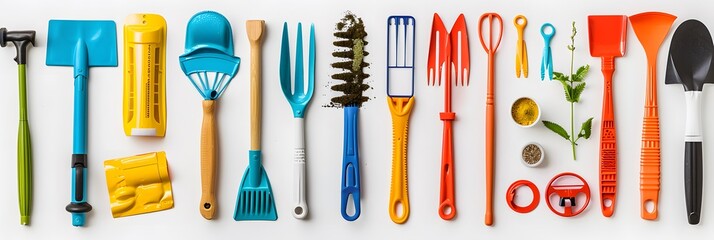 Obraz premium Colorful Tools for Gardening and Kitchen