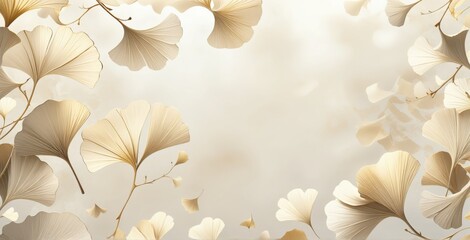 Digital illustration group ginkgo biloba leaves are arranged sca