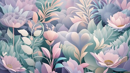 Abstract floral wallpaper in pastel colors exuding serenity and tranquility, floral, abstract, pastel, serene, tranquil