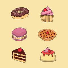 Collection of Sweet Dessert Illustration