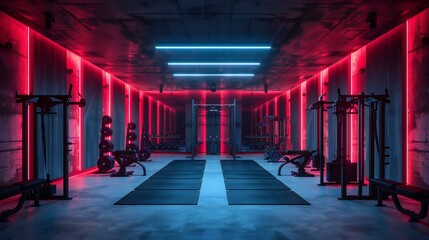 Empty Modern Gym at Night
