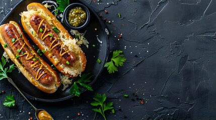 Bratwurst with sauerkraut background illustration