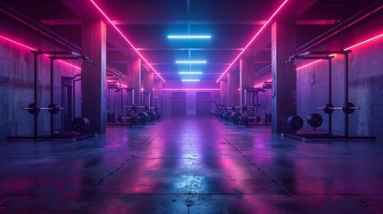 Empty Modern Gym at Night