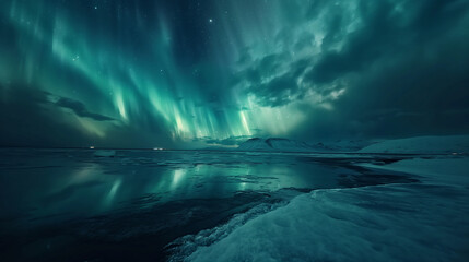 Fototapeta premium Aurora Night View: A Professional Travel Photo