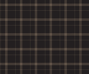 Plaid pattern, black, yellow, seamless pattern for textiles and design of clothing, skirts, pants, aprons, tablecloths, blankets or decorative fabrics. Vector illustration.