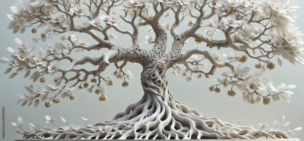 Aufkleber 3d rendering tree intricate details is made up multiple branches