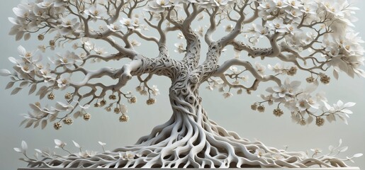3D rendering tree intricate details is made up multiple branches