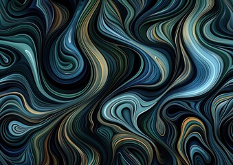 Fototapeta premium A pattern of swirling lines and curves in shades of teal and gold.