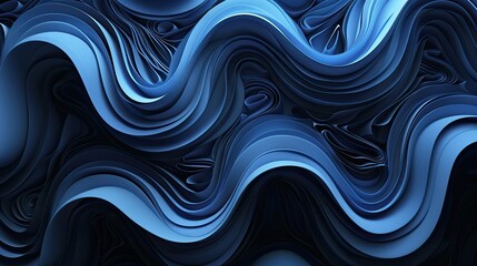 Obraz premium Abstract blue swirls on a black background