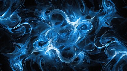 Fototapeta premium Abstract blue swirls on a black background
