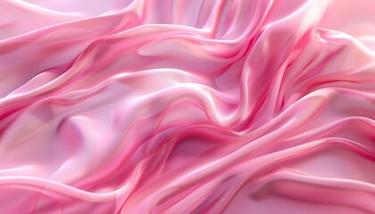 Obraz premium Smooth Pink Fabric Waves Creating Serene and Tranquil Visual Effect, Background, Copy Space
