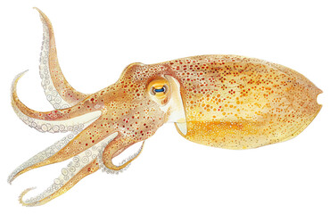 PNG Detailed colorful squid illustration