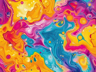 Bright fluid paint flat pattern Dynamic liquid shapes seamless background