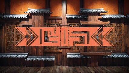 Abstract wooden wall background, orange wallpaper geometric illustration banner