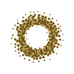 Gold realistic 3d balls with shadow. Design element. Photo frame. Eps 10