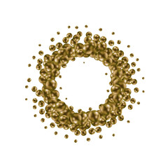 Gold realistic 3d balls with shadow. Design element. Photo frame. Eps 10