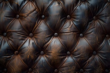 Naklejka premium Elegant Dark Leather Upholstery with Button Tufts