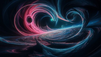 Fototapeta premium Abstract neon fractal wallpaper with space